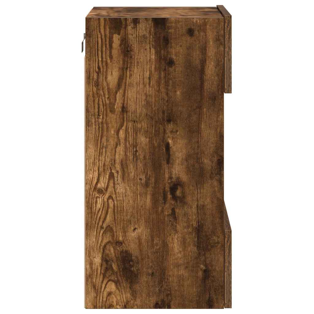 2 db füstös tölgy fali szekrények LED világítással TV-hez 40x30x60,5 cm