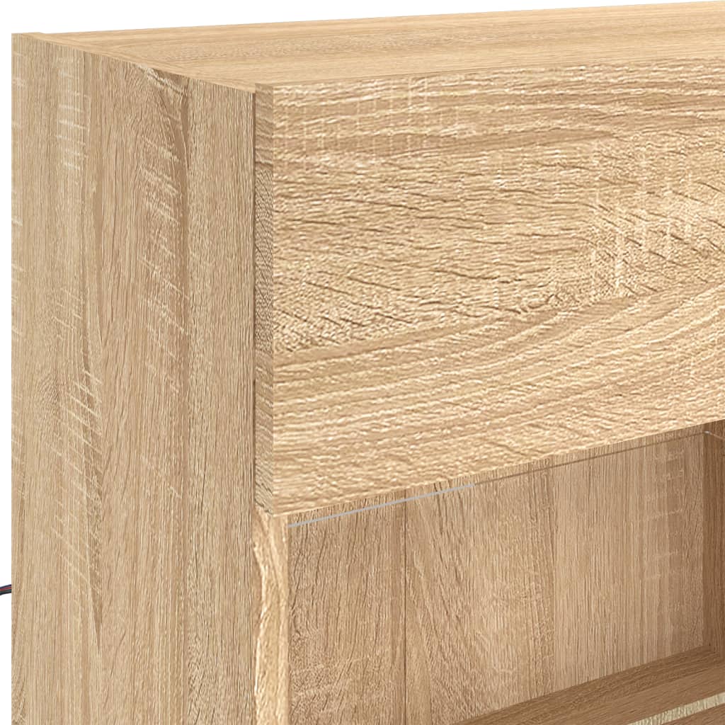 sonoma tölgy színű fali TV-szekrény LED-del 98,5x30x60,5 cm