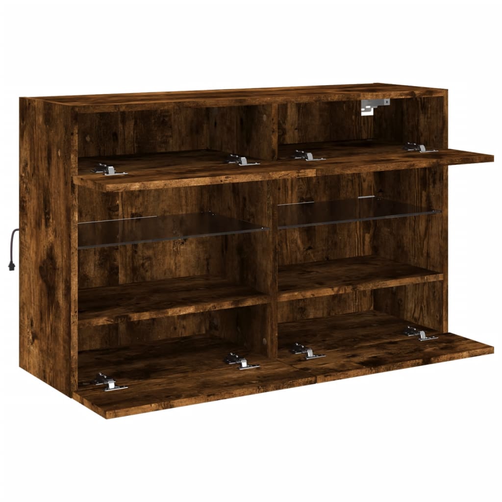 füstös tölgy színű fali TV-szekrény LED-ekkel 98,5x30x60,5 cm