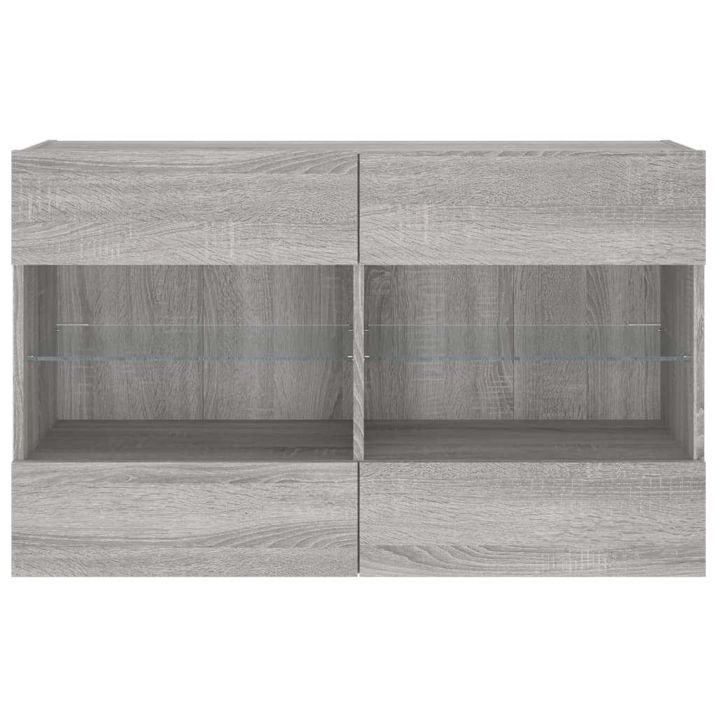 szürke sonoma színű fali TV-szekrény LED-ekkel 98,5x30x60,5 cm