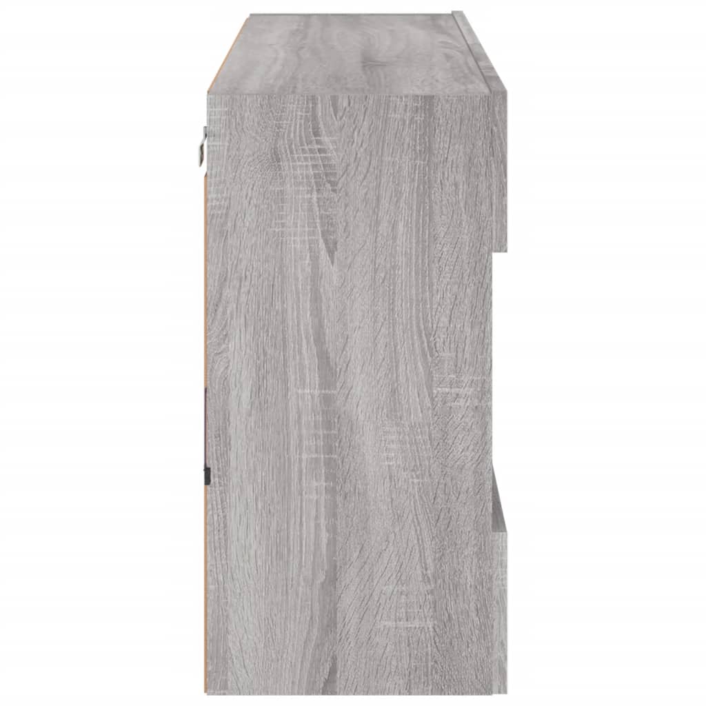 szürke sonoma színű fali TV-szekrény LED-ekkel 98,5x30x60,5 cm