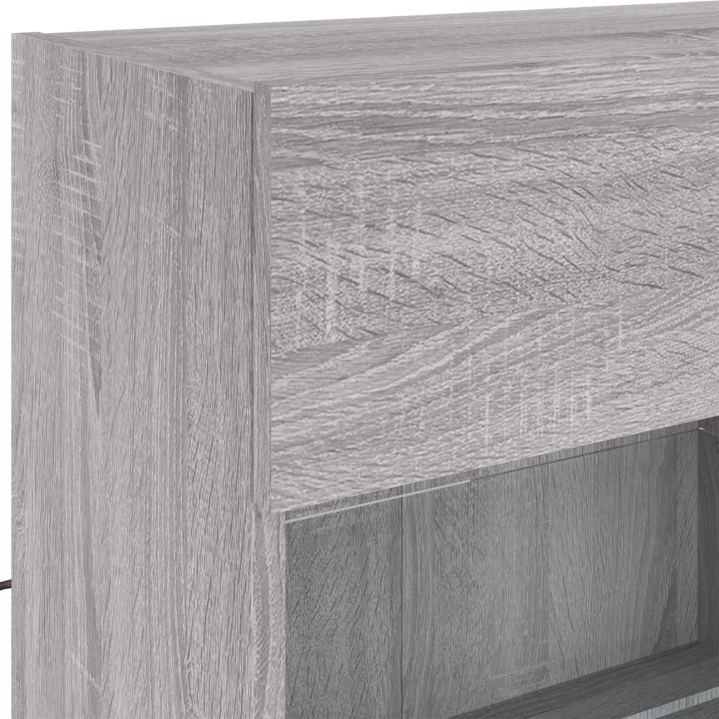 szürke sonoma színű fali TV-szekrény LED-ekkel 98,5x30x60,5 cm