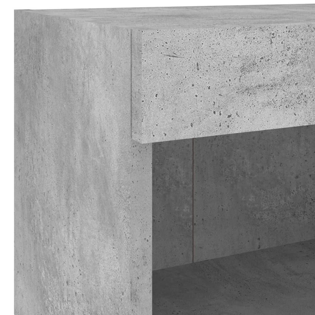 betonszürke falra szerelhető éjjeliszekrény LED lámpákkal