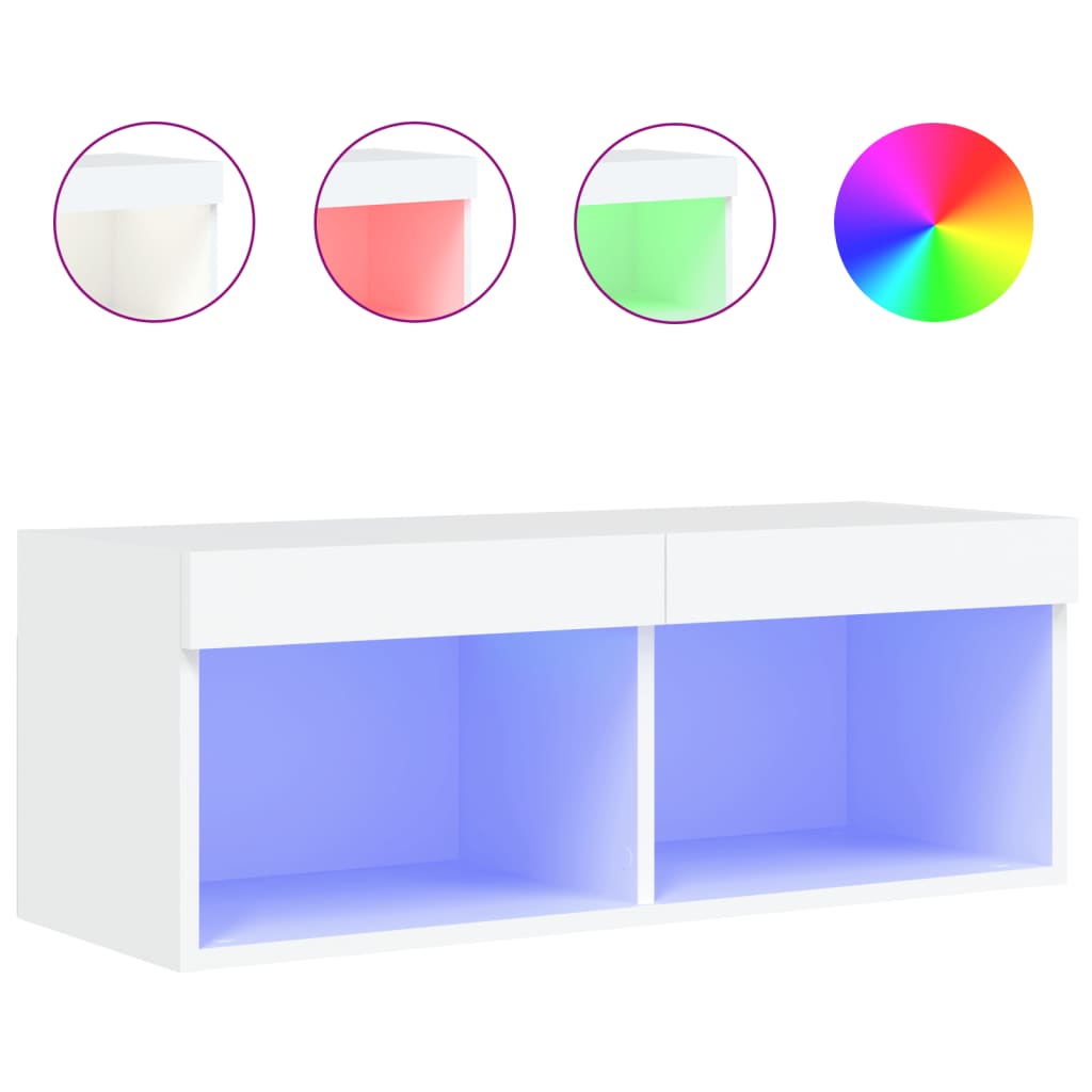 fehér TV-szekrény LED-világítással 80 x 30 x 30 cm