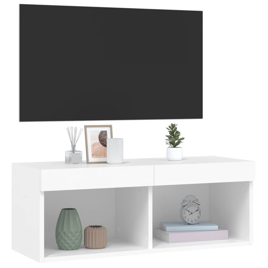 fehér TV-szekrény LED-világítással 80 x 30 x 30 cm
