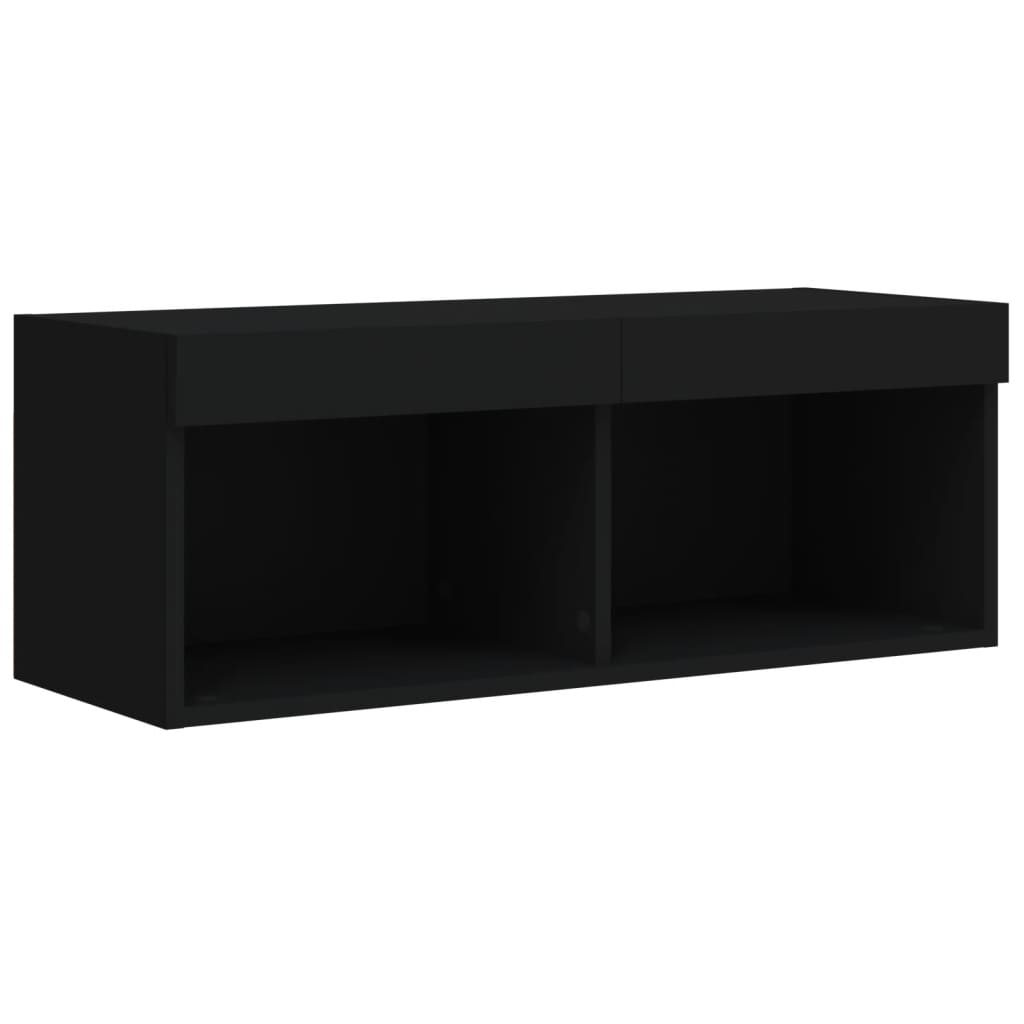 fekete TV-szekrény LED-világítással 80 x 30 x 30 cm