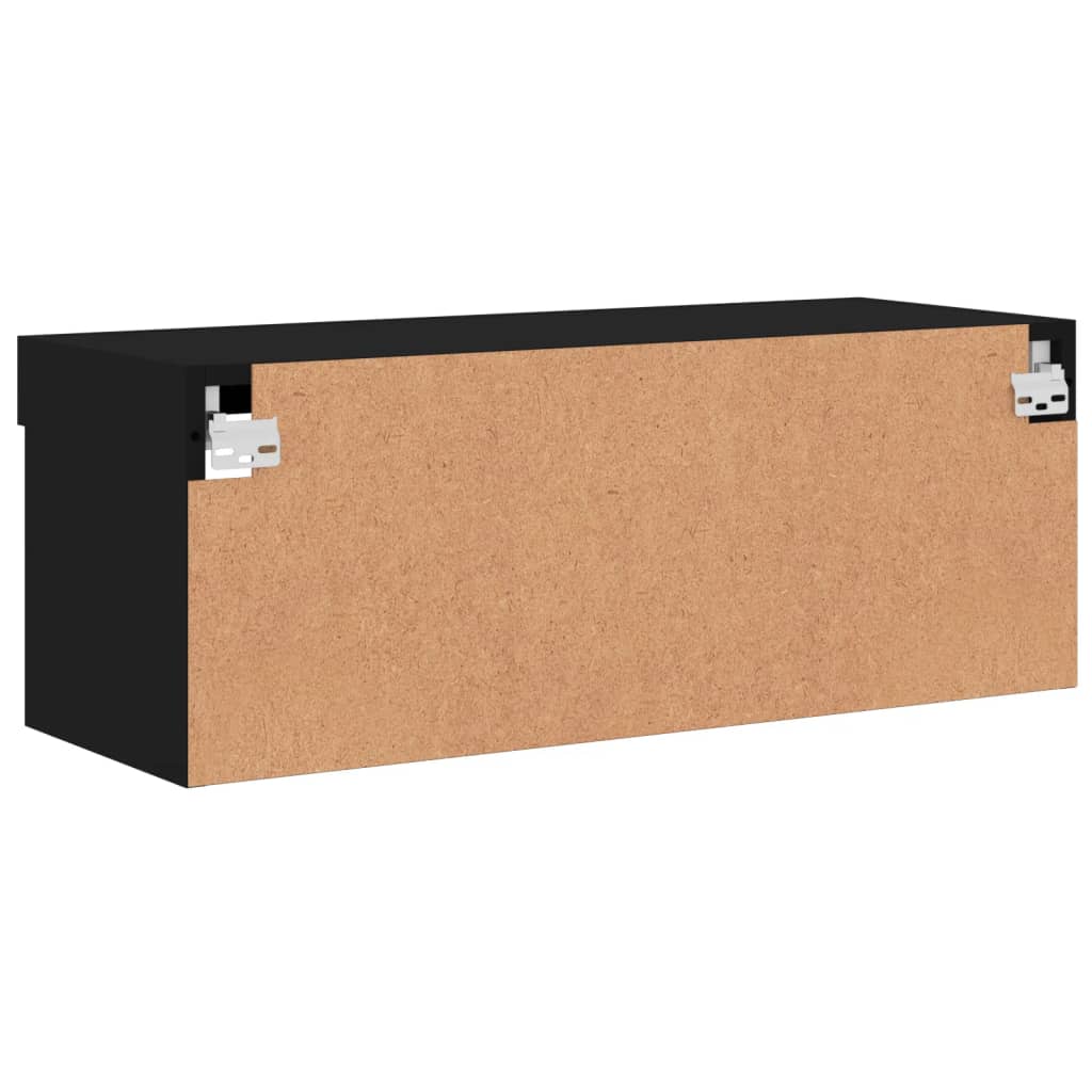 fekete TV-szekrény LED-világítással 80 x 30 x 30 cm