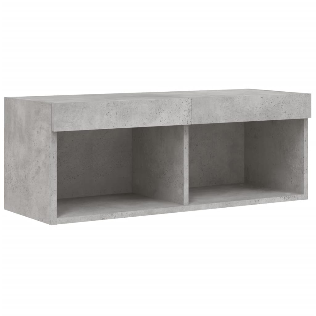 betonszürke TV-szekrény LED-világítással 80 x 30 x 30 cm