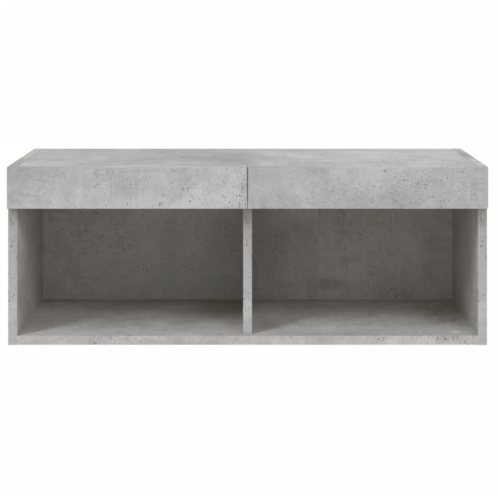 betonszürke TV-szekrény LED-világítással 80 x 30 x 30 cm