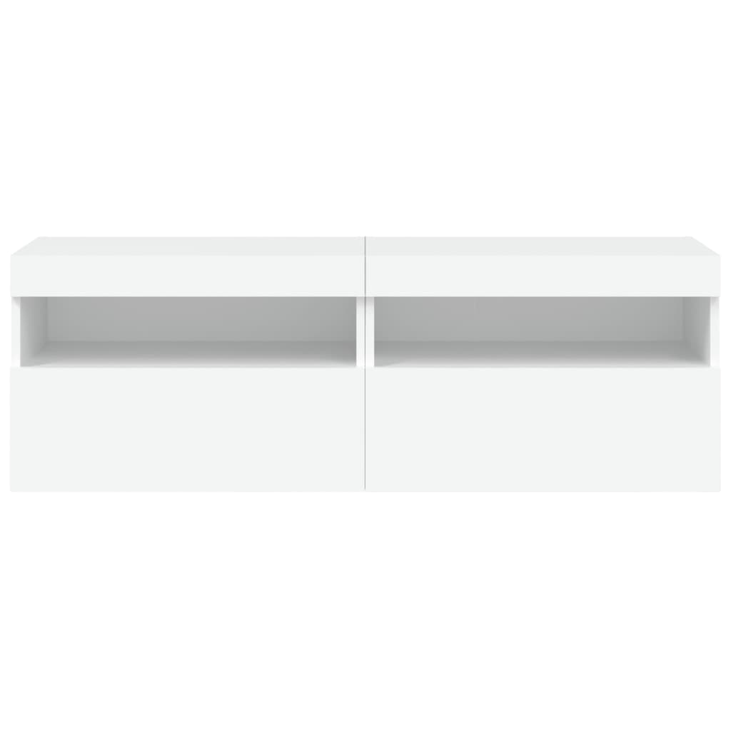 2 db fehér falra szerelhető TV-szekrény LED-ekkel 60x30x40 cm