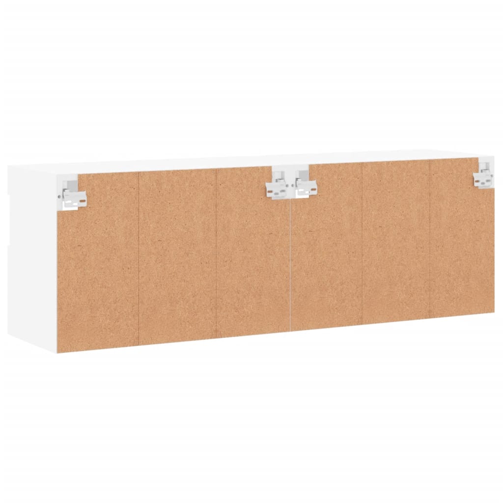 2 db fehér falra szerelhető TV-szekrény LED-ekkel 60x30x40 cm