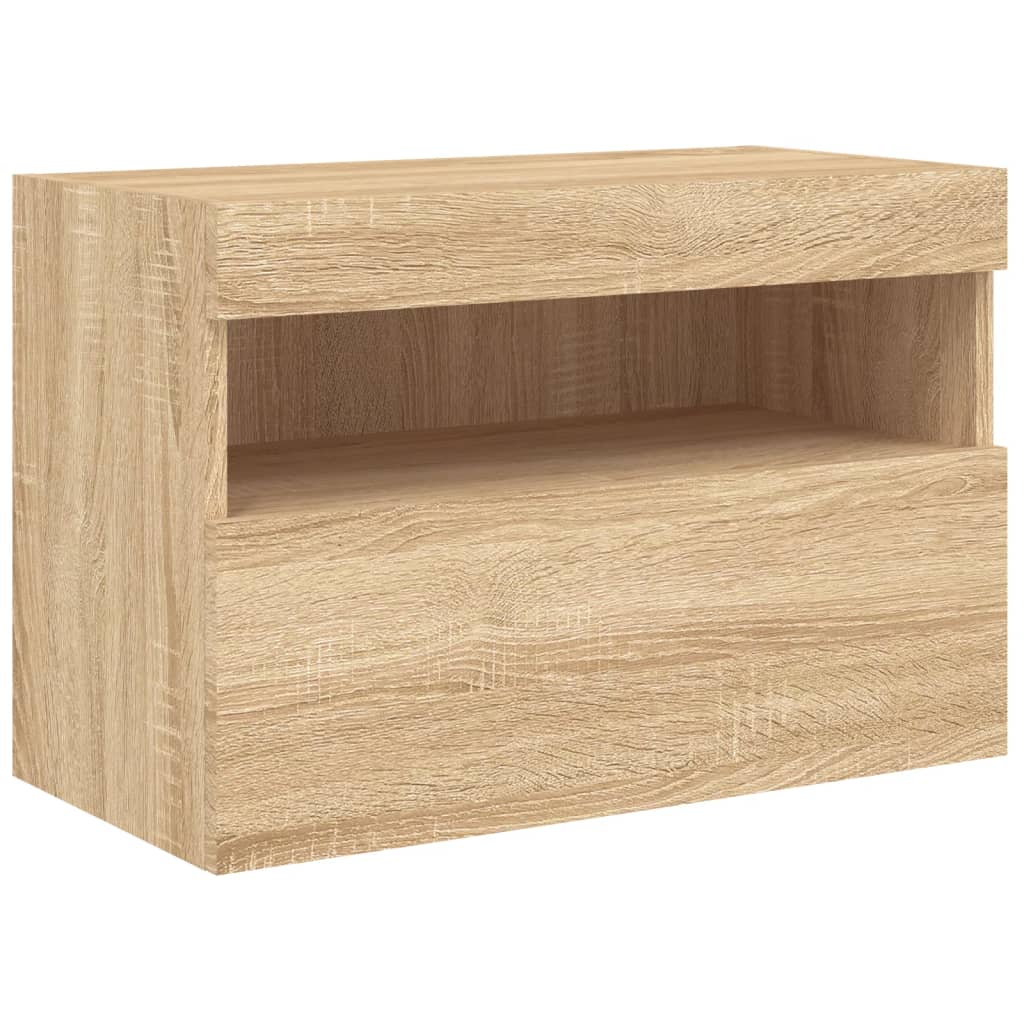 sonoma tölgy színű fali TV-szekrény LED-ekkel 60x30x40 cm