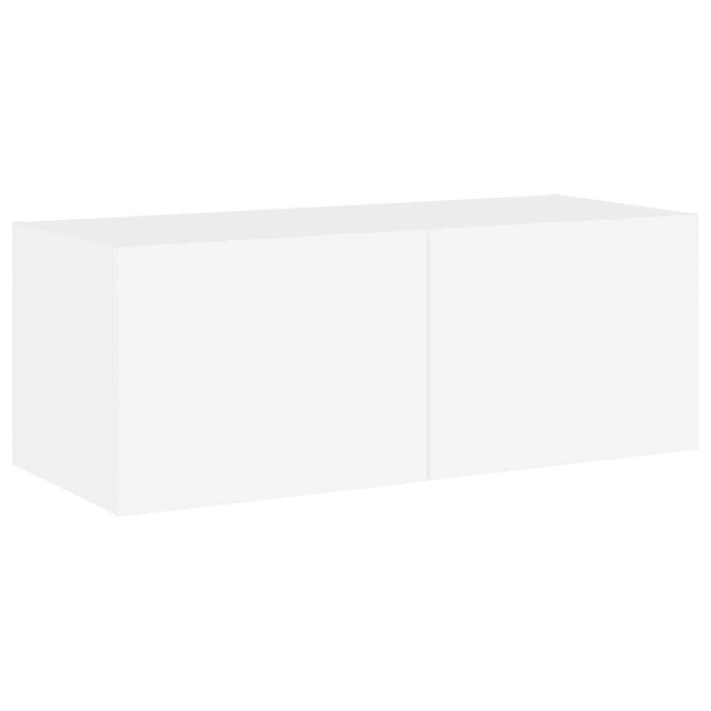 fehér falra szerelhető TV-szekrény LED-lámpákkal 80x35x31 cm
