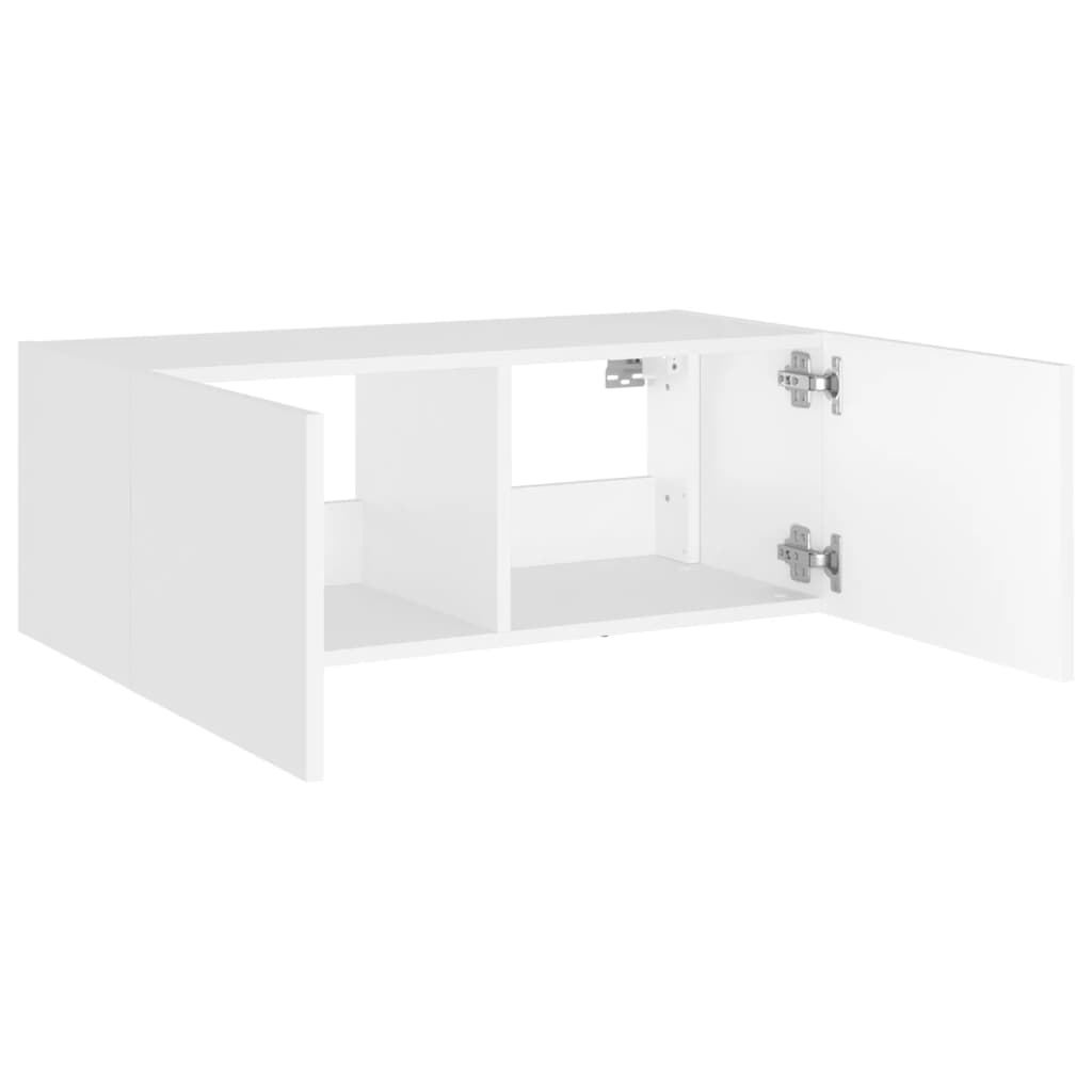 fehér falra szerelhető TV-szekrény LED-lámpákkal 80x35x31 cm