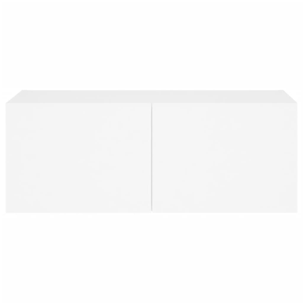 fehér falra szerelhető TV-szekrény LED-lámpákkal 80x35x31 cm