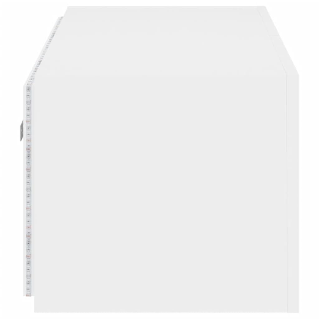 fehér falra szerelhető TV-szekrény LED-lámpákkal 80x35x31 cm