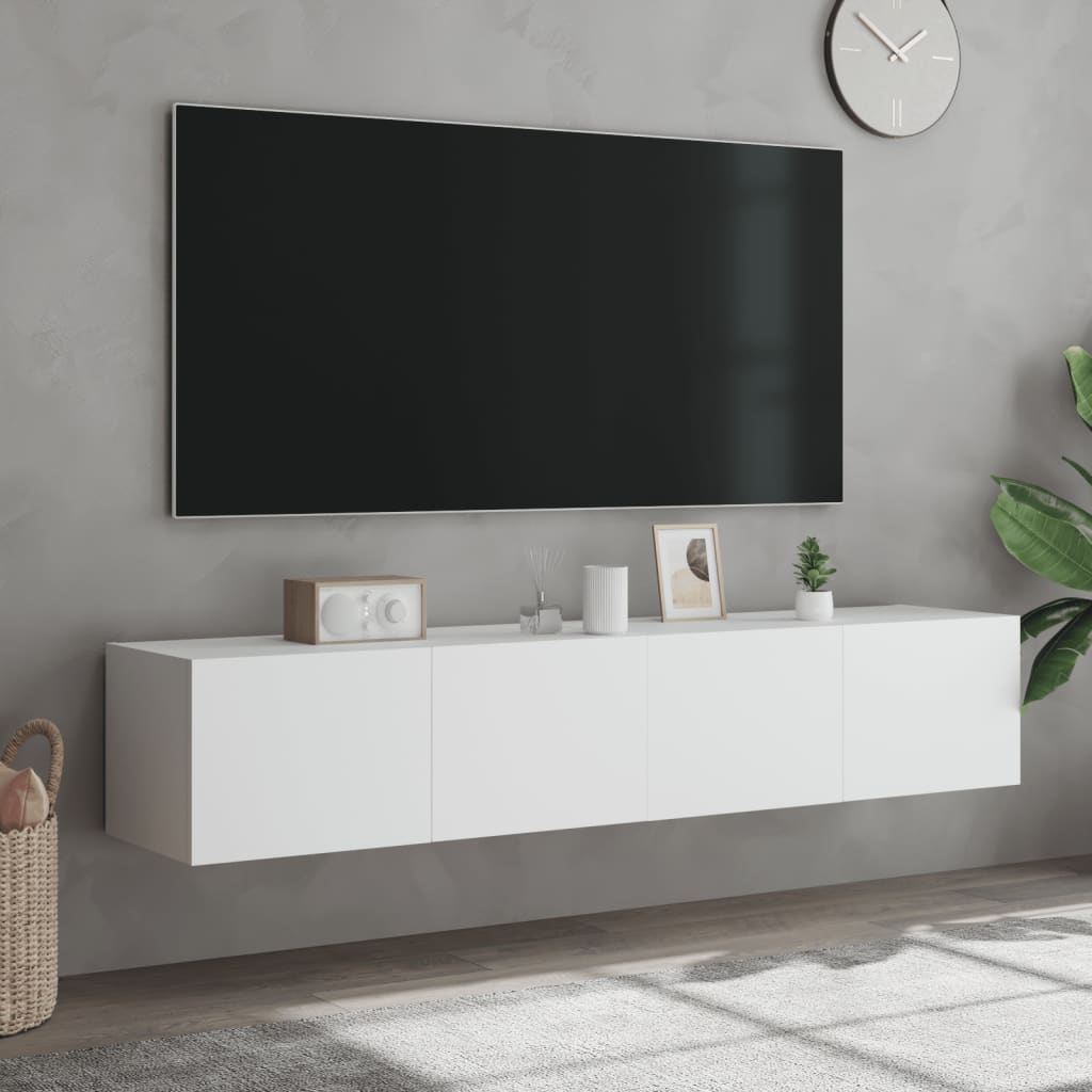 2 db fehér falra szerelhető TV-szekrény LED-del 60x35x31 cm