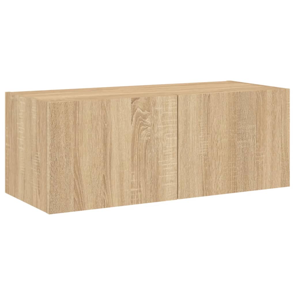 sonoma tölgy színű fali TV-szekrény LED-ekkel 80x35x31 cm