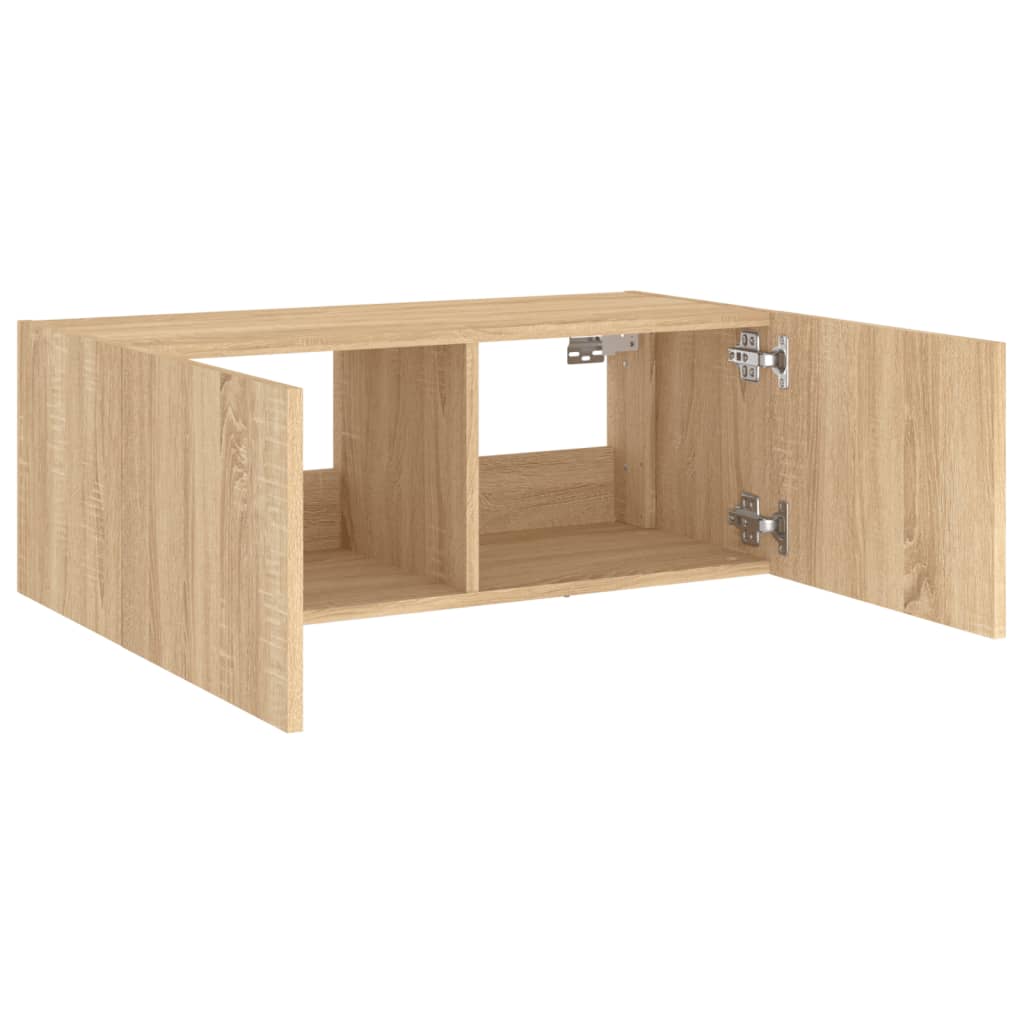 sonoma tölgy színű fali TV-szekrény LED-ekkel 80x35x31 cm
