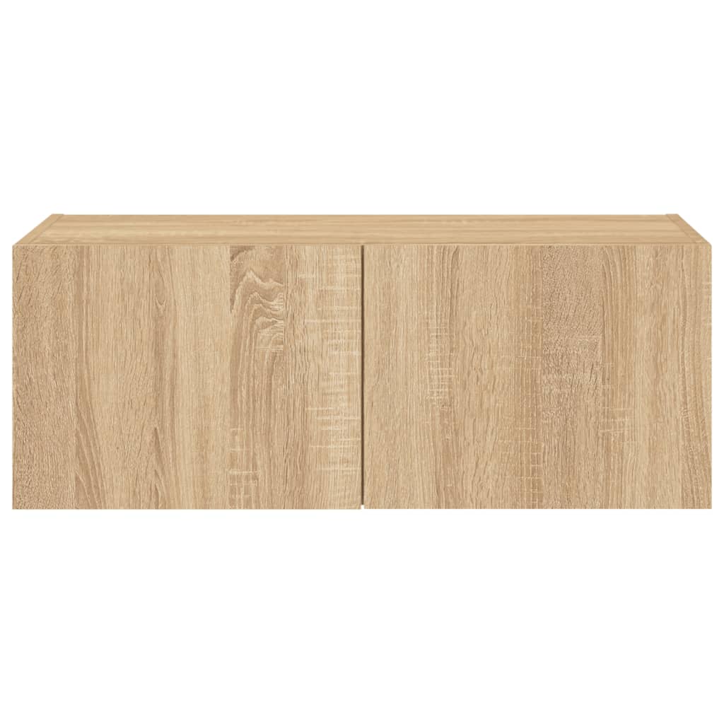 sonoma tölgy színű fali TV-szekrény LED-ekkel 80x35x31 cm