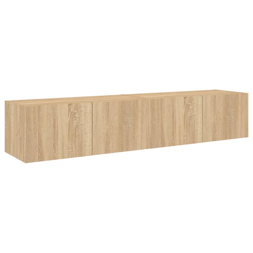 2 db sonoma tölgy színű fali TV-szekrény LED-del 80x35x31 cm