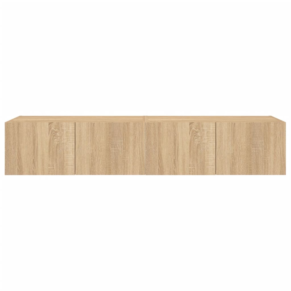 2 db sonoma tölgy színű fali TV-szekrény LED-del 80x35x31 cm