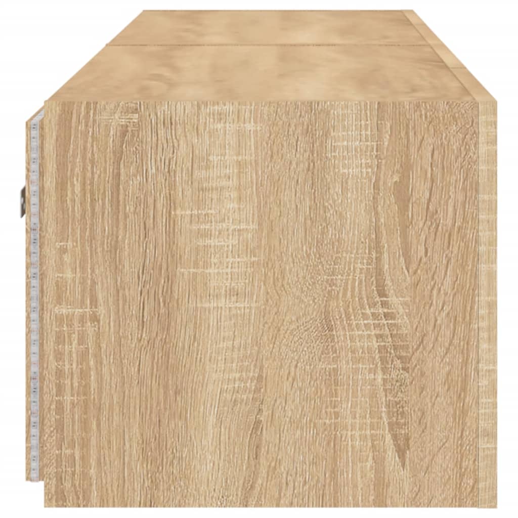 2 db sonoma tölgy színű fali TV-szekrény LED-del 80x35x31 cm