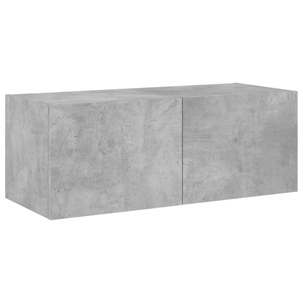 betonszürke falra szerelhető TV-szekrény LED-del 80x35x31 cm