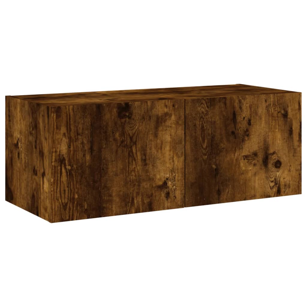 füstös tölgy színű fali TV-szekrény LED-ekkel 80x35x31 cm