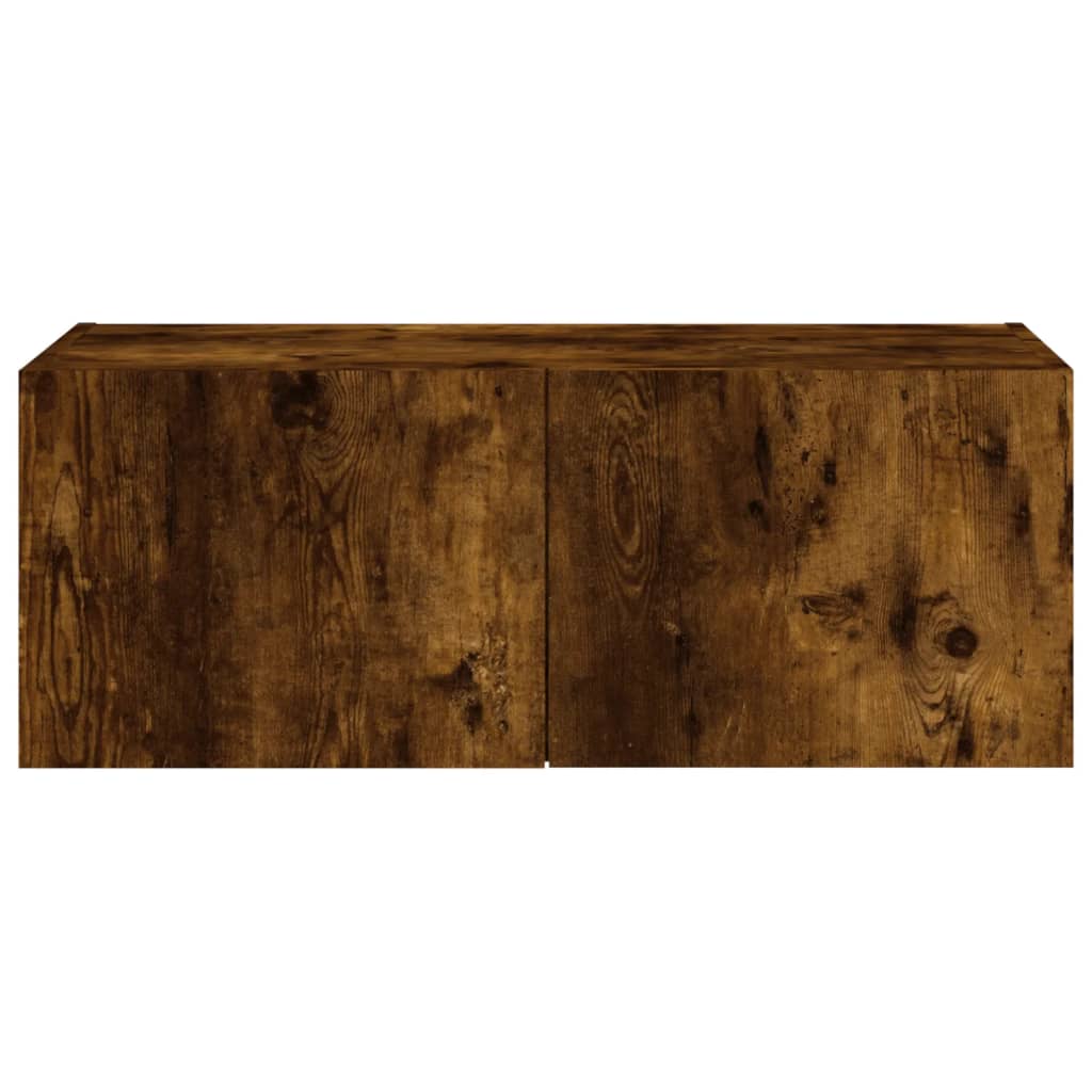 füstös tölgy színű fali TV-szekrény LED-ekkel 80x35x31 cm