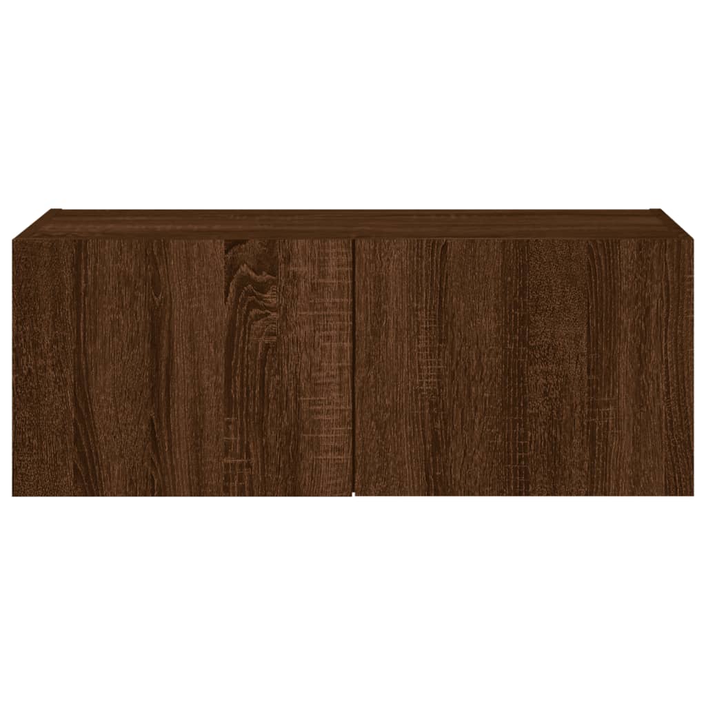 barna tölgyszínű fali TV-szekrény LED-del 80x35x31 cm