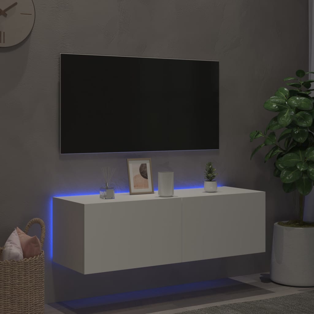 fehér fali TV-szekrény LED-világítással 100 x 35 x 31 cm