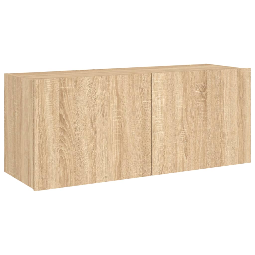 sonoma tölgy színű fali TV-szekrény LED-ekkel 100 x 35 x 41 cm