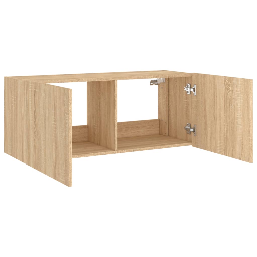 sonoma tölgy színű fali TV-szekrény LED-ekkel 100 x 35 x 41 cm
