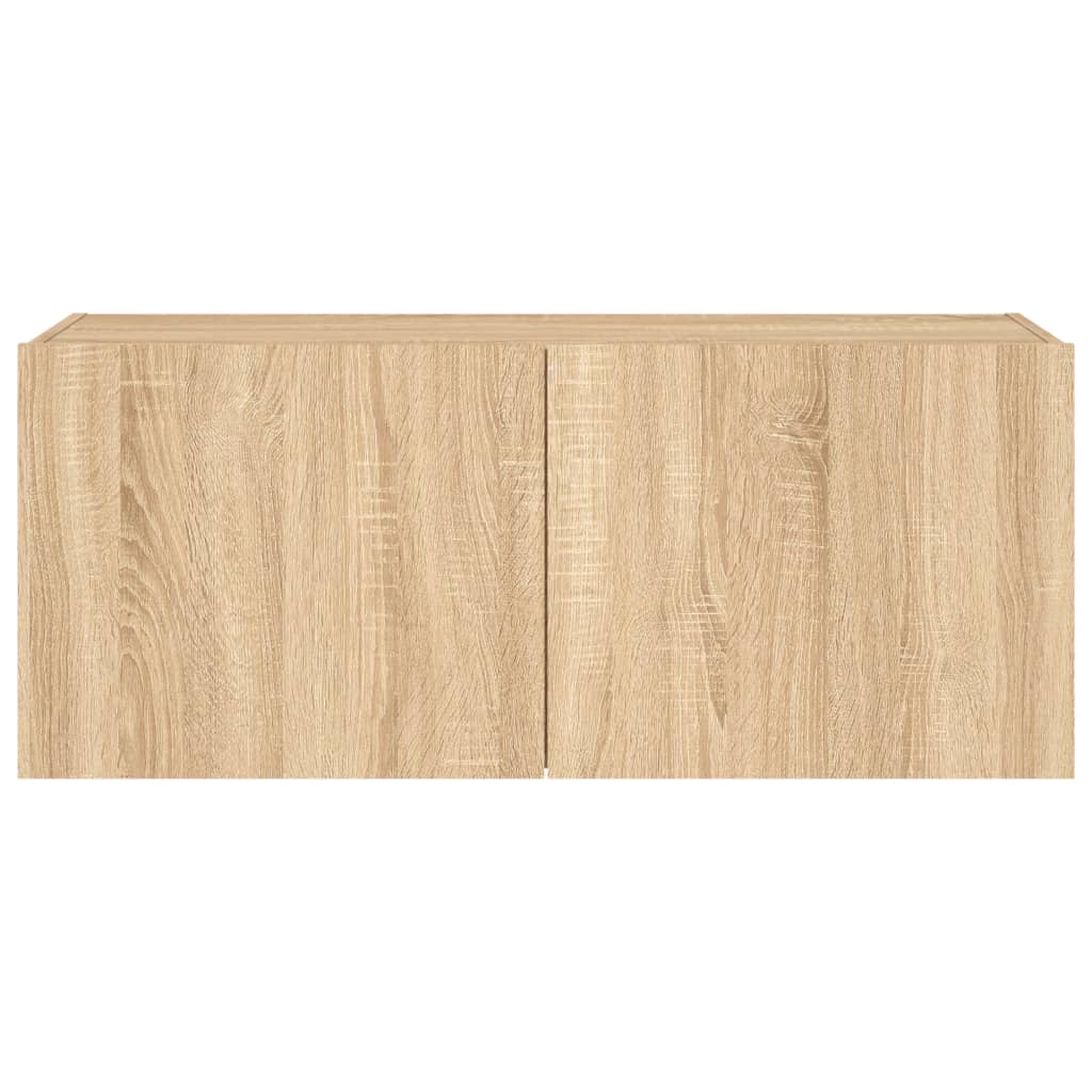sonoma tölgy színű fali TV-szekrény LED-ekkel 100 x 35 x 41 cm