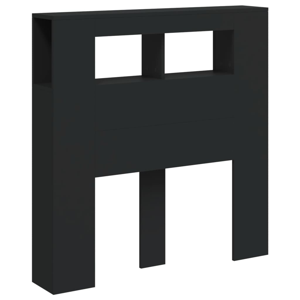 fekete szerelt fa LED-es fejtámla 100x18,5x103,5 cm