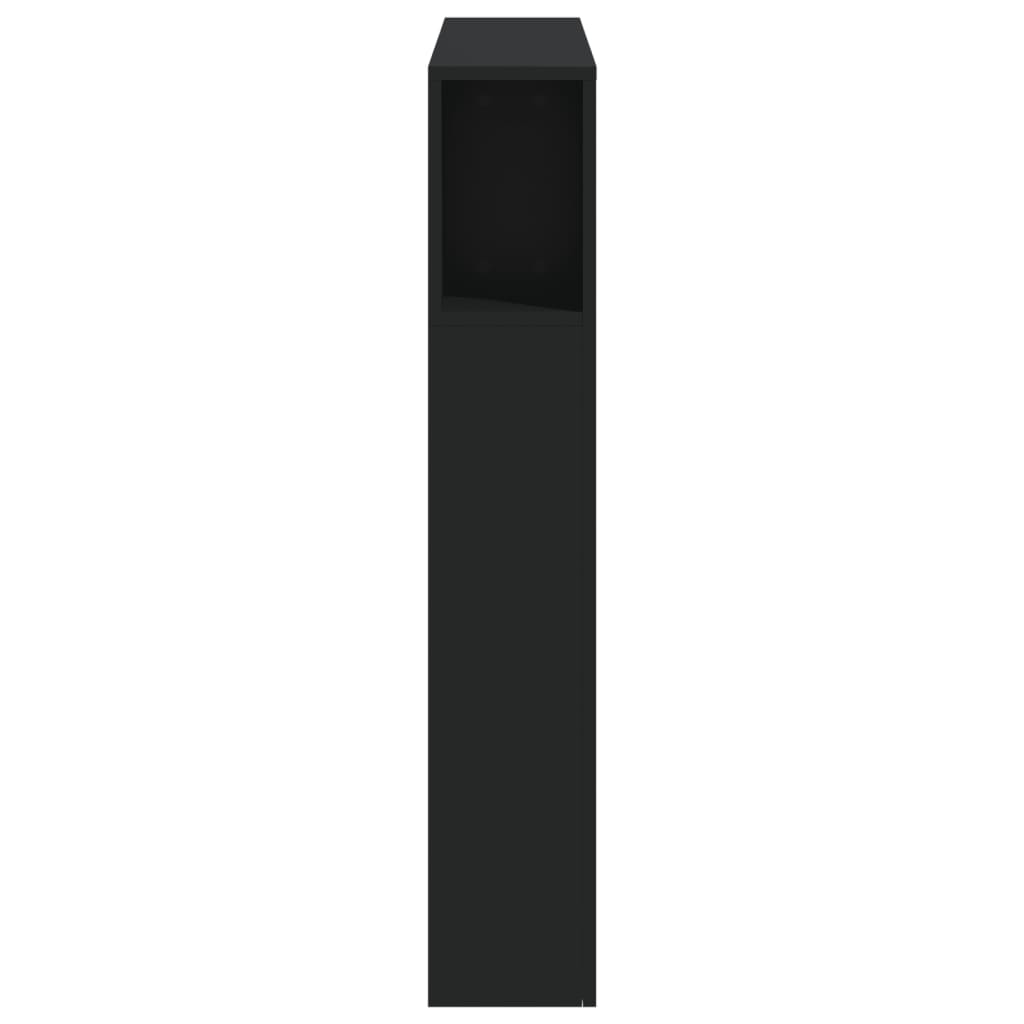 fekete szerelt fa LED-es fejtámla 100x18,5x103,5 cm