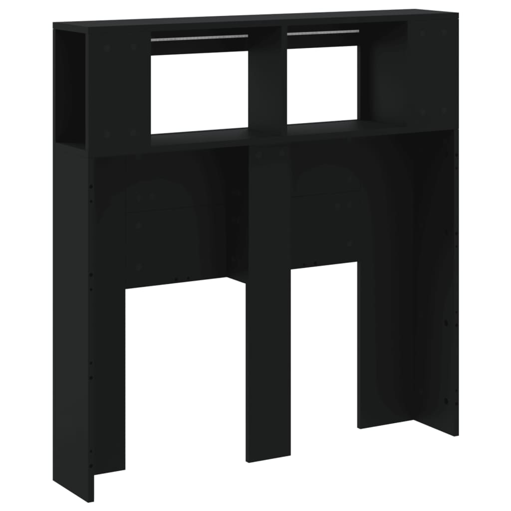 fekete szerelt fa LED-es fejtámla 100x18,5x103,5 cm