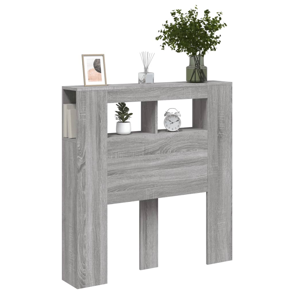 szürke sonoma szerelt fa LED-es fejtámla 100x18,5x103,5 cm