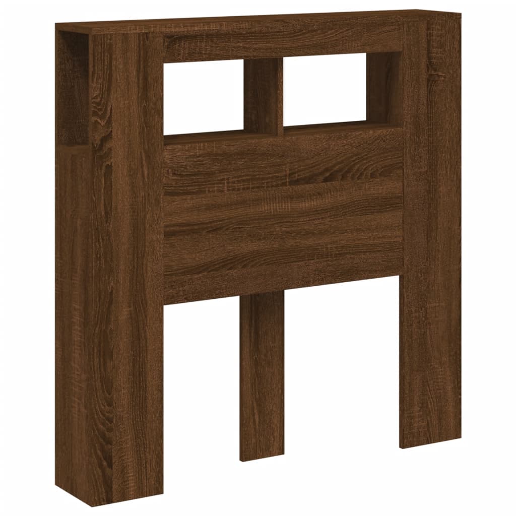 barna tölgyszínű szerelt fa LED-es fejtámla 100x18,5x103,5 cm