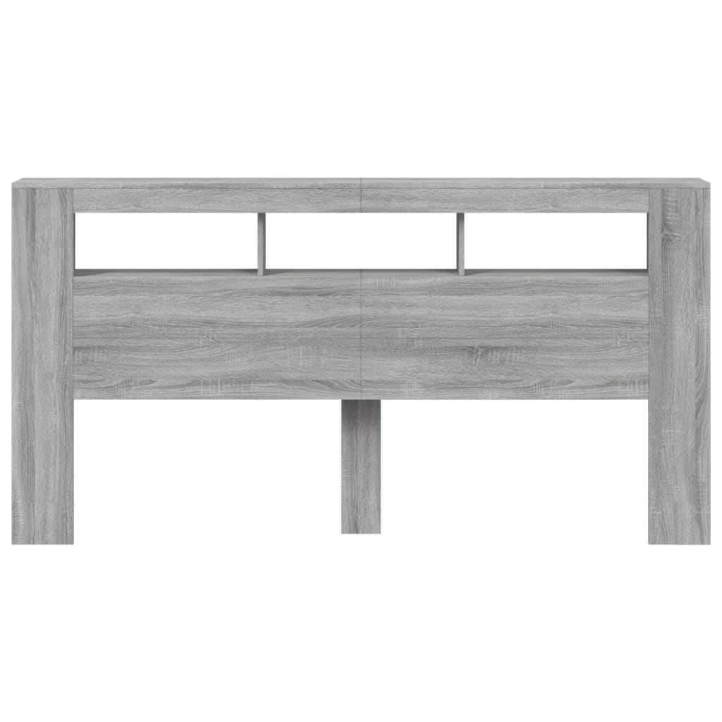 szürke sonoma szerelt fa LED-es fejtámla 200 x 18,5 x 103,5 cm