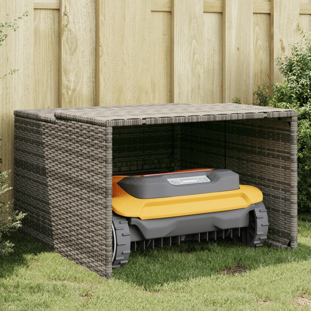szürke polyrattan robotfűnyíró garázs 86 x 90 x 52/57 cm