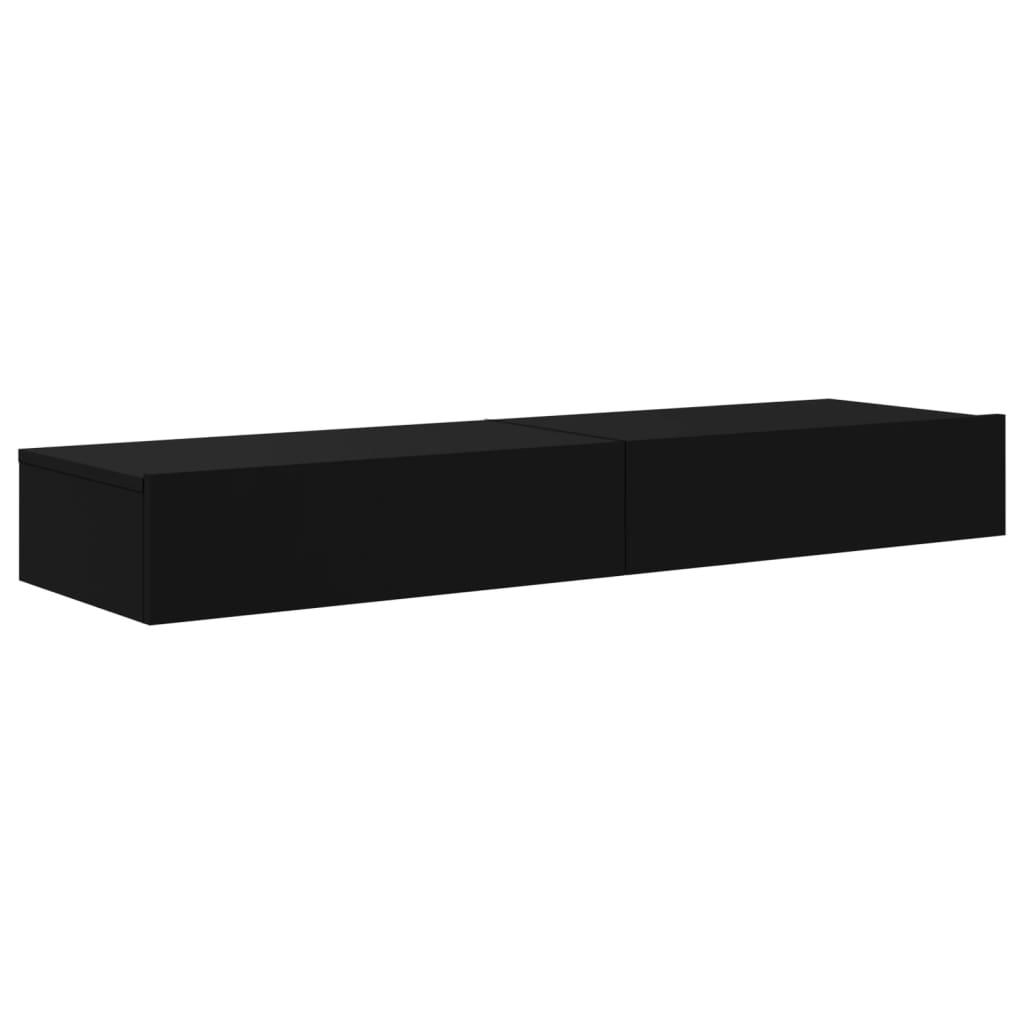 2 db fekete TV-szekrény LED-lámpákkal 60 x 35 x 15,5 cm
