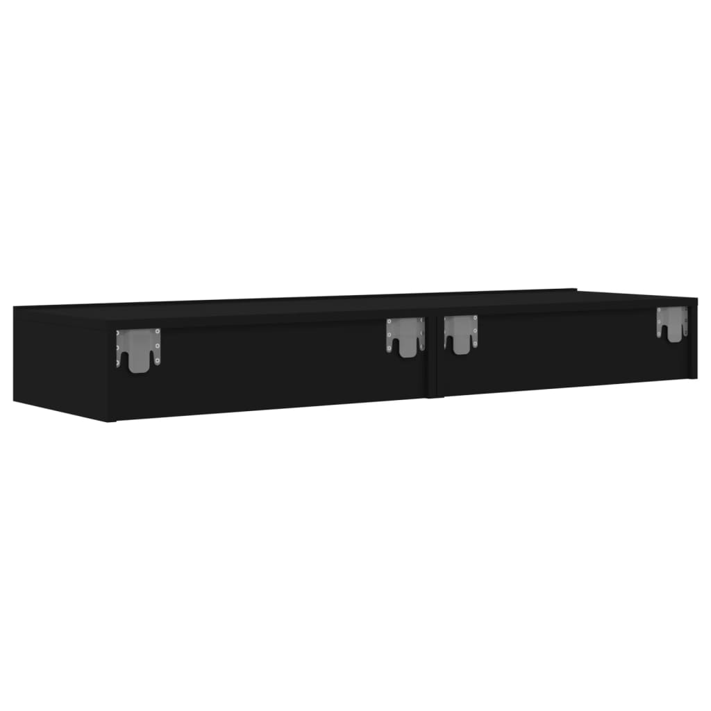 2 db fekete TV-szekrény LED-lámpákkal 60 x 35 x 15,5 cm