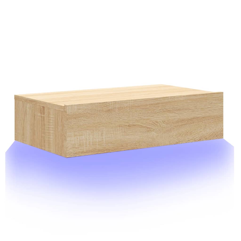sonoma tölgyszínű TV-szekrény LED-lámpákkal 60x35x15,5 cm