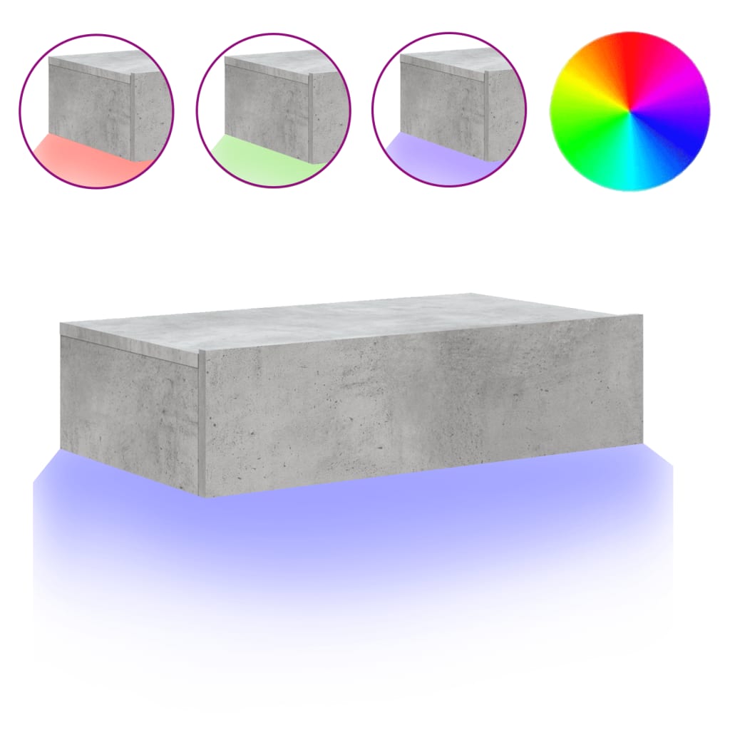 betonszürke TV-szekrény LED-lámpákkal 60x35x15,5 cm