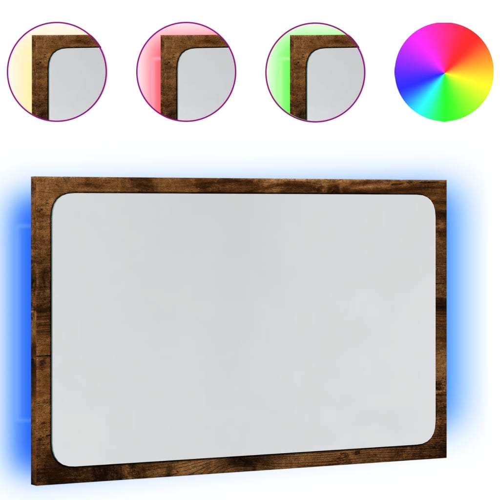 sonoma tölgy szerelt fa LED-es fürdőszobatükör 60 x 8,5 x 38 cm