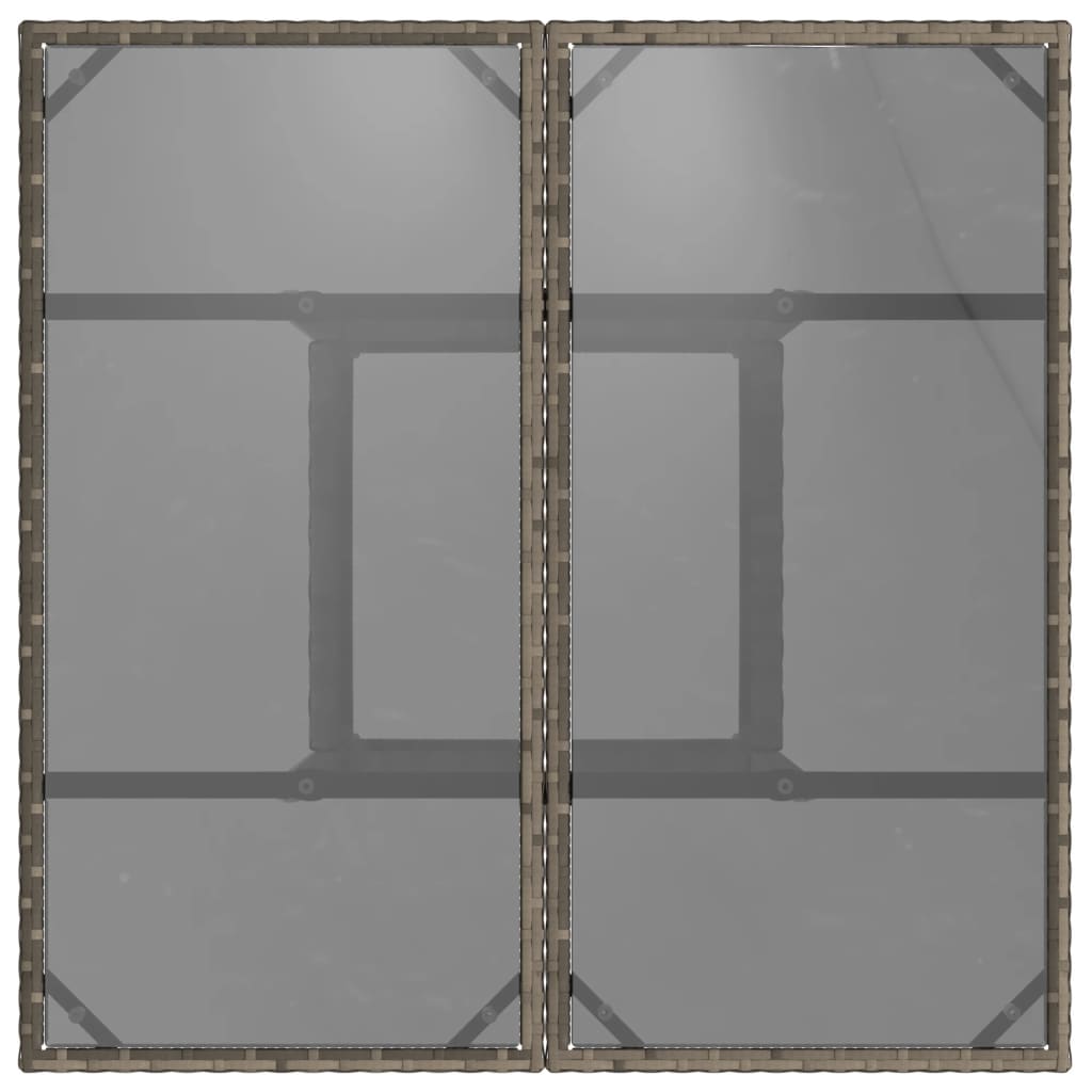 szürke polyrattan üveglapos kerti asztal 80 x 80 x 75 cm