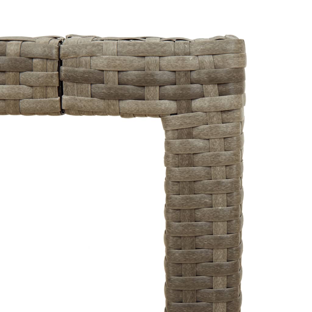 szürke polyrattan kerti asztal akácfa lappal 150 x 90 x 75 cm