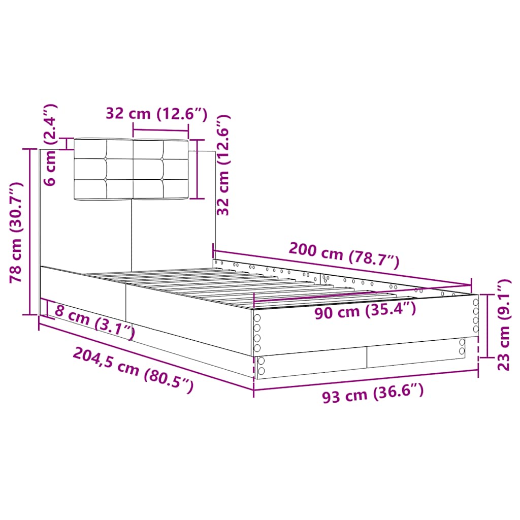 fehér szerelt fa ágykeret fejtámlával 90 x 200 cm